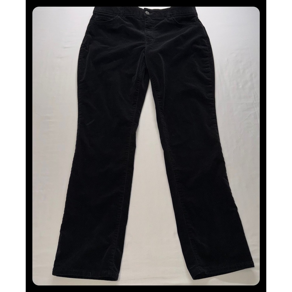 Chaps Corduroy Pants Women 12 Black Straight Leg Stretch Casual